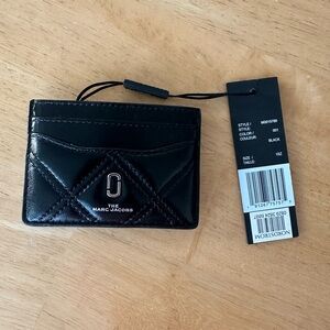 Marc Jacobs Black Quilted Leather Card Holder with Logo